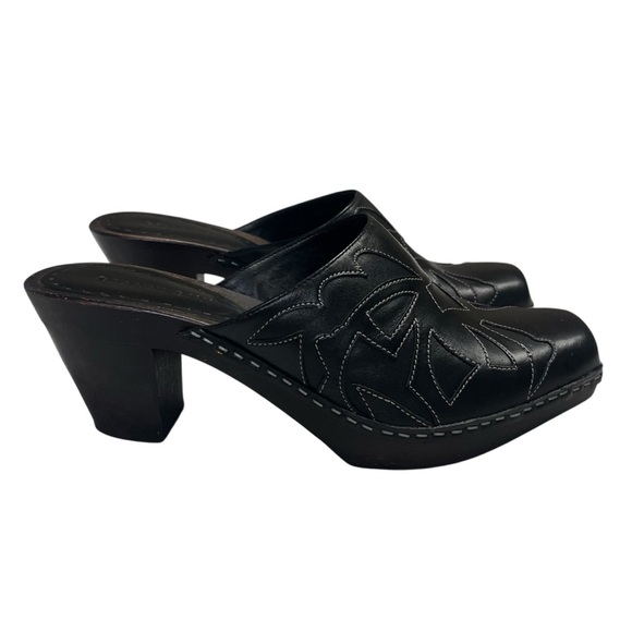 Gianni Bini “Saddle” Black Leather Western Style Mules Size 7.5-run small size 7 - Picture 2 of 11